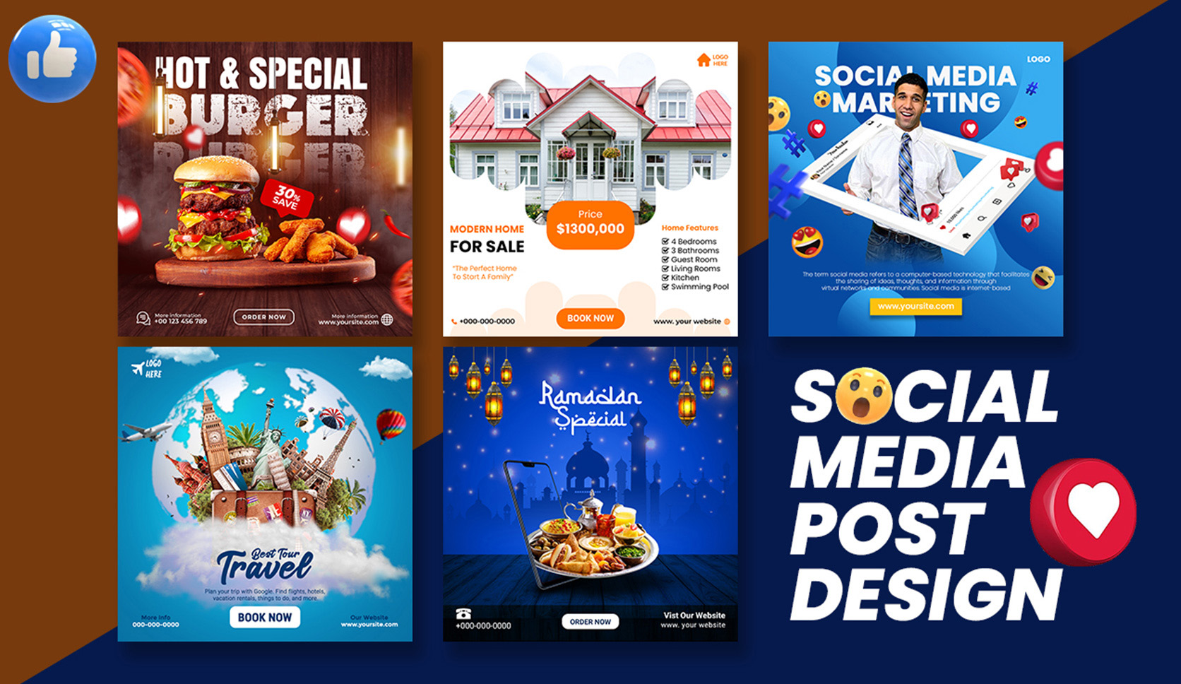 Custom social media posts illustration